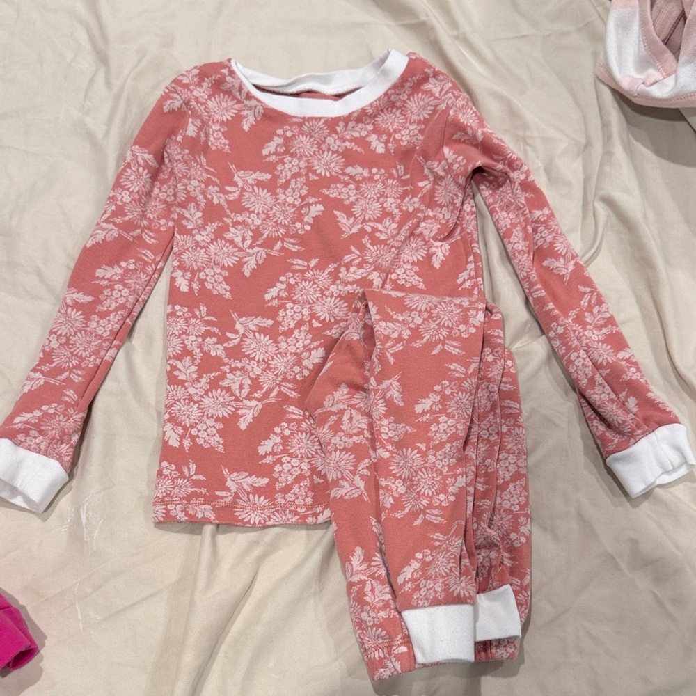 Burt's Bees Baby Coral Pink Floral Long-Sleeve Pajama Set